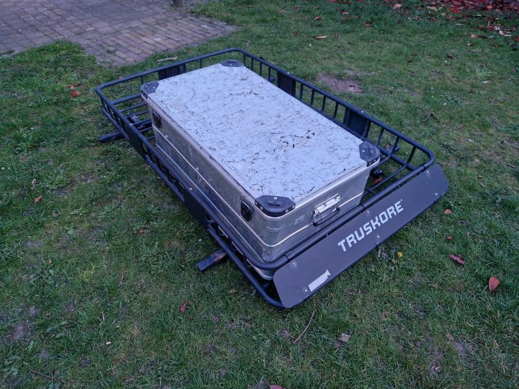 Dakrek met aluminium kist en dragers, 60 tot 80 liter, Ophalen, Gebruikt, Transportkar