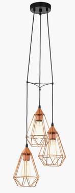 EGLO Tarbes Hanglamp - Koper/Roségoud - E27 3-lichts, Ophalen, Scandinavisch, Zo goed als nieuw, Metaal