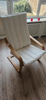 IKEA Poäng fauteuil/stoel met witte kussen, Huis en Inrichting, Ophalen, Gebruikt, Modern, Scandinavisch, 75 tot 100 cm