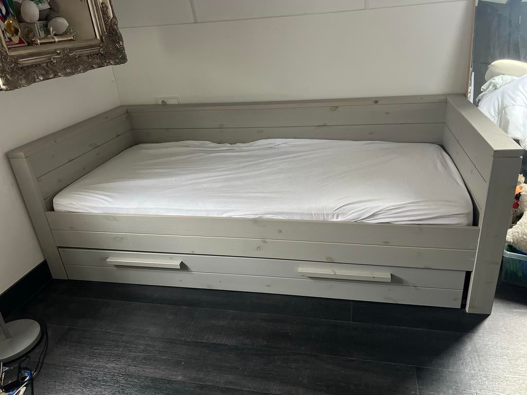 WOOOD bedbank Dennis met opberglade, Ophalen, 100 cm, Eenpersoons, Zo goed als nieuw