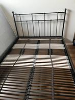 Metalen ledikant 140x200 met 2x Ikea Leirsund lattenbodem, Ophalen, Zwart, Tweepersoons, 140 cm