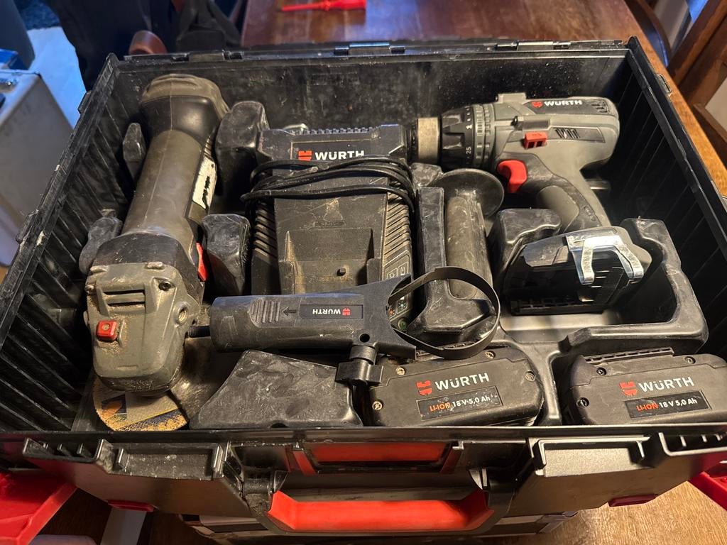 Würth 18V accu gereedschap set,slijptol,boormachine,2x5.0Ah, Ophalen, Gebruikt, Boormachine