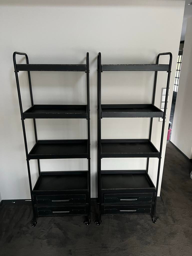 Twee opbergrekken met wielen, Huis en Inrichting, Kasten | Stellingkasten, Ophalen, Gebruikt