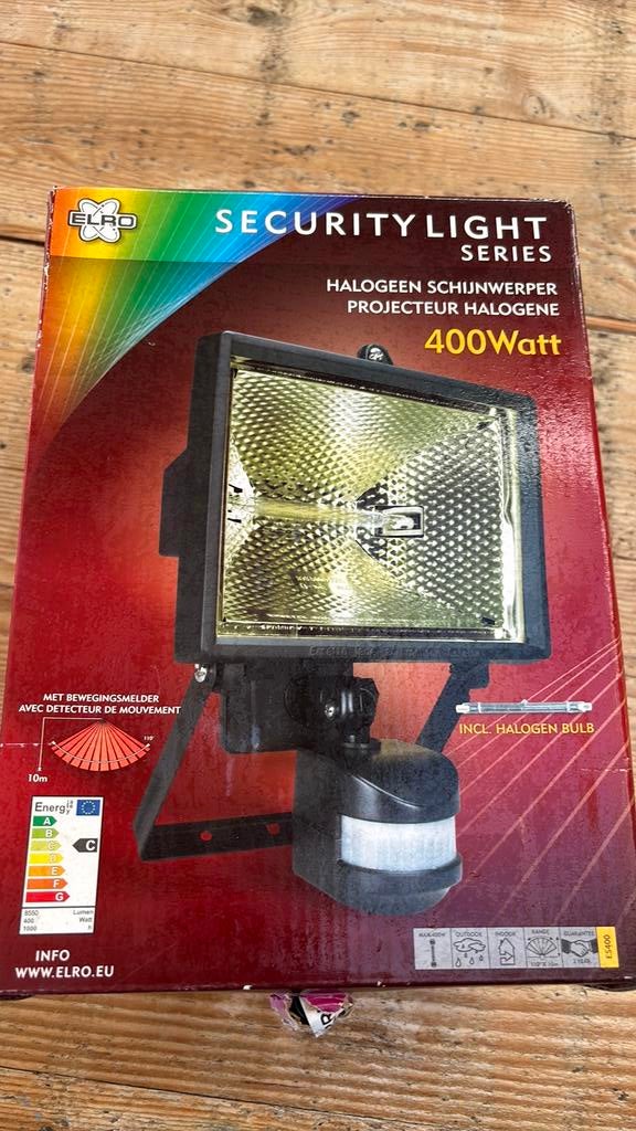 Buitenlamp halogeen met bewegingsmelder, Tuin en Terras, Ophalen, Minder dan 50 watt, Wandlamp, Netvoeding