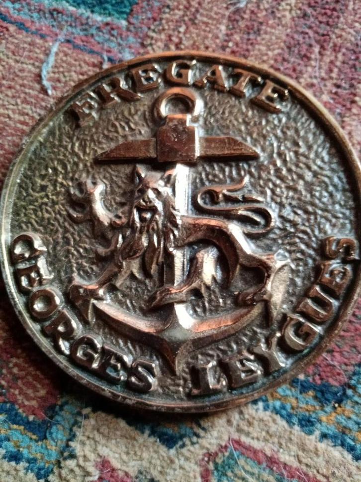 Bronzen scheepvaart plaat 'Firegate Georges Ileys', Antiek en Kunst, Antiek | Overige Antiek, Ophalen of Verzenden