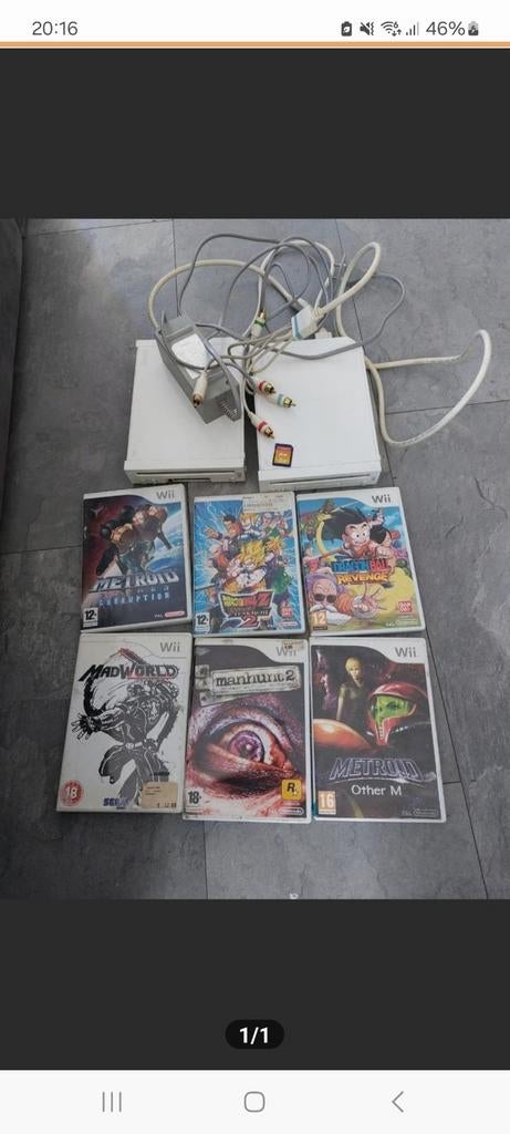 2Wii consolles met 6 games en kabels (geen controllers), Spelcomputers en Games, Ophalen of Verzenden, Zonder controller, Met games