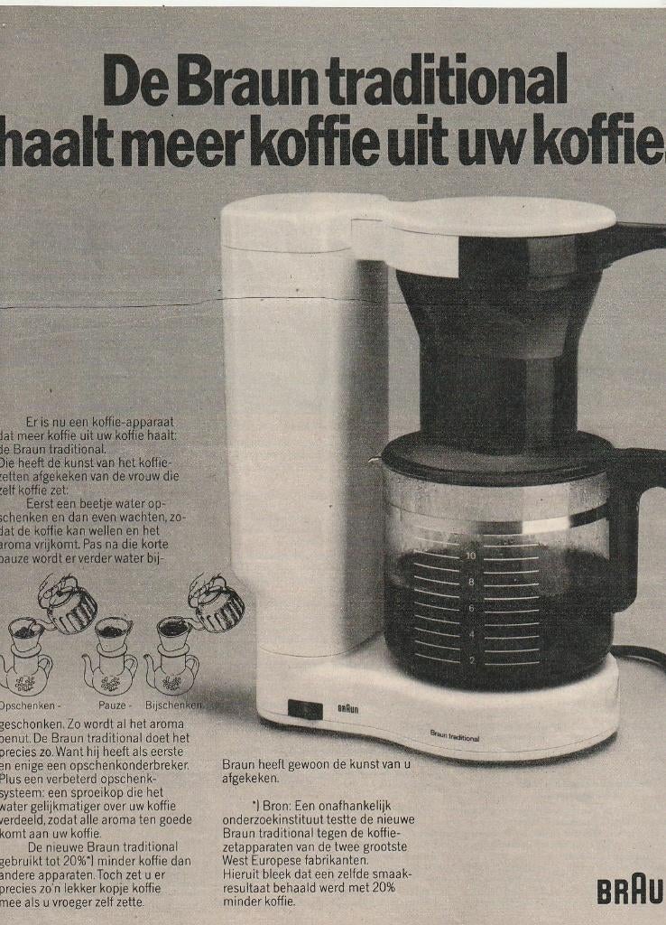 Retro reclame 1978 Braun koffiezetapparaat koffiezetter, Verzenden, Overige typen