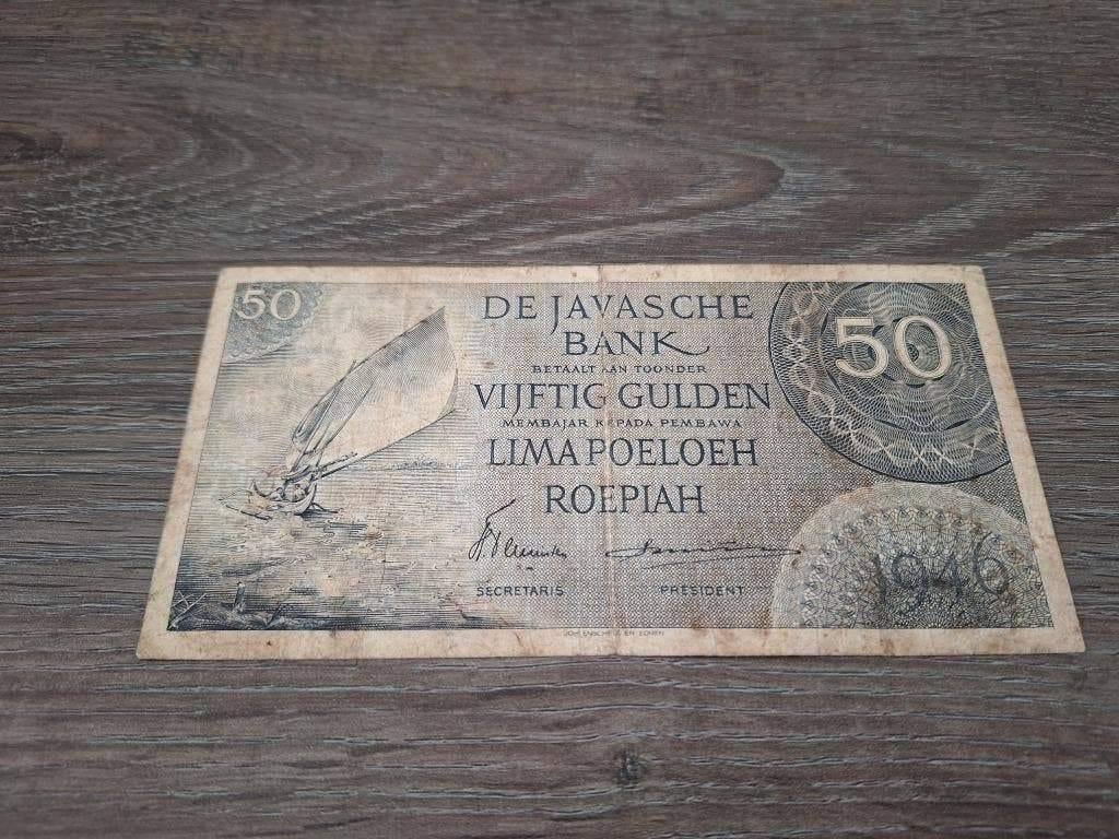 Biljet 50 gulden Nederlands-Indië, Wilhelmina 1946, Postzegels en Munten, Bankbiljetten | Nederland, Ophalen of Verzenden, 50 gulden