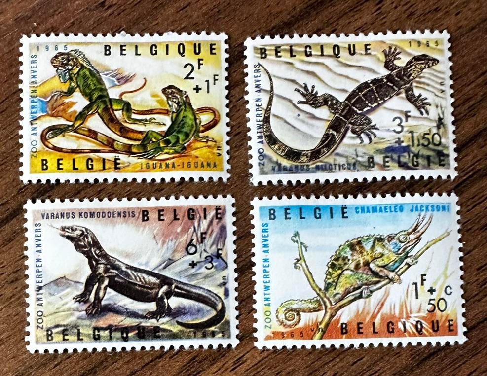 België 1965 Reptielen postzegels - ongebruikt, Postzegels en Munten, Ophalen of Verzenden, Spoor van plakker
