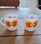 2 Vintage Pauwenoog Mokken Schott Mainz Jena Glas, Gebruikt, Ophalen of Verzenden, Glas, Overige stijlen