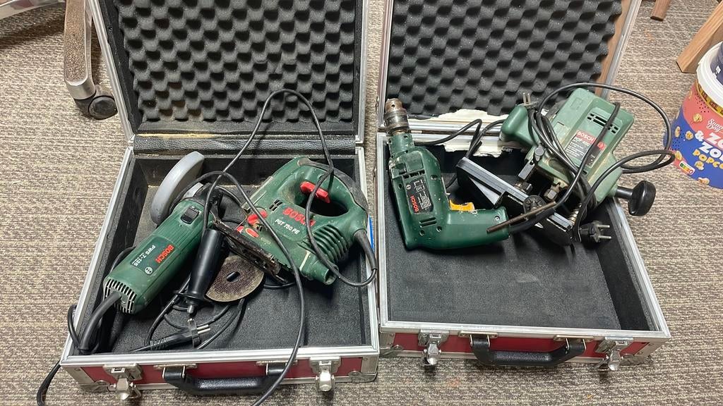 Bosch gereedschap in trespa koffers, Doe-het-zelf en Verbouw, Gereedschap | Handgereedschap, Gebruikt, Ophalen of Verzenden