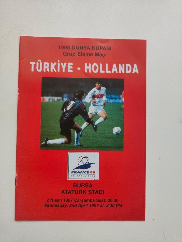 Turkije - Nederland Officieel programma 2-4-1997, Verzenden, Zo goed als nieuw, Overige binnenlandse clubs, Overige typen