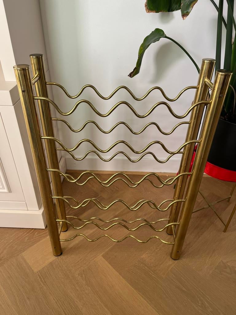 Super leuk goud / messing wijnrek, Ophalen, Zo goed als nieuw, Metaal, Minder dan 50 cm