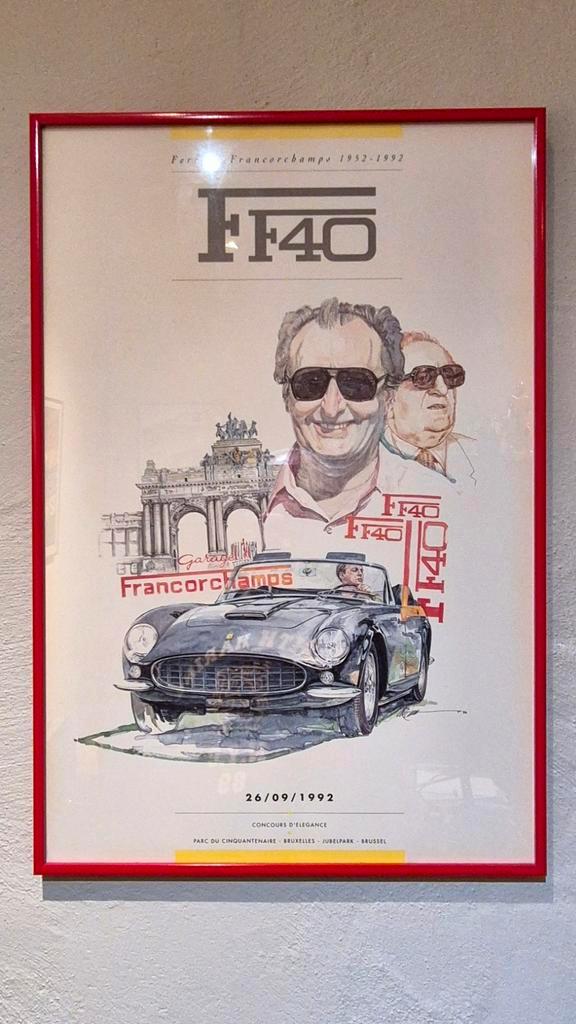 Ferrari Poster Jacques Swaters FF40 GarageFrancorchamps 1992, Verzamelen, Automerken, Motoren en Formule 1, Gebruikt, Ophalen of Verzenden