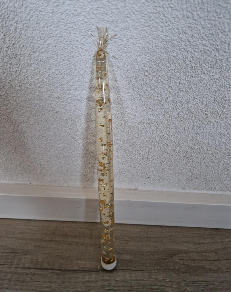 Lucite kaars goudkleurig vintage retro, Ophalen of Verzenden, Zo goed als nieuw, Overige materialen, Minder dan 25 cm