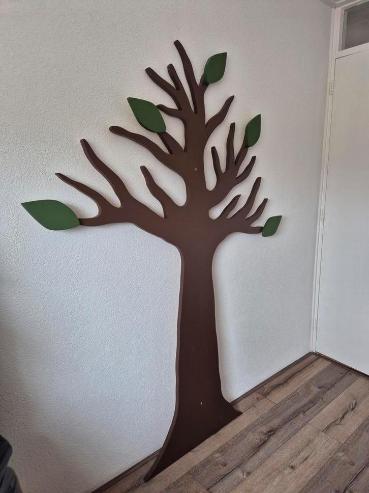 Houten boom wanddecoratie met bladeren, Huis en Inrichting, Woonaccessoires | Wanddecoraties, Gebruikt, Ophalen
