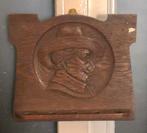 Vintage houten pijpenrek met gesneden portret, Ophalen of Verzenden