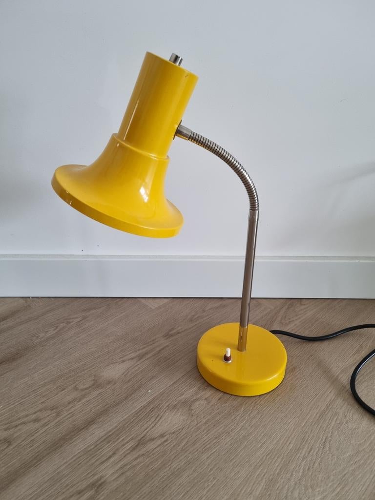 Vintage Leclaire & Schafer gele tafellamp bureaulamp, Ophalen of Verzenden, Minder dan 50 cm