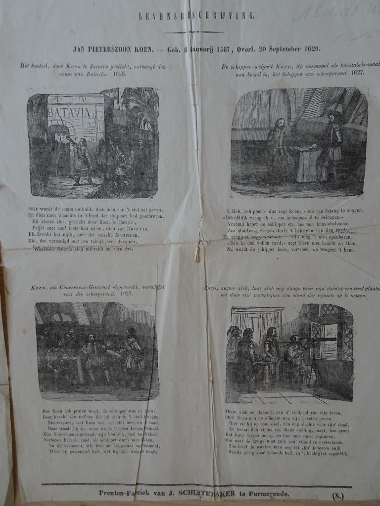 prenten levensbeschrijvingen Pieterszoon Koen, Jan Camphuis, Gebruikt, Verzenden, Voor 1940, Prent