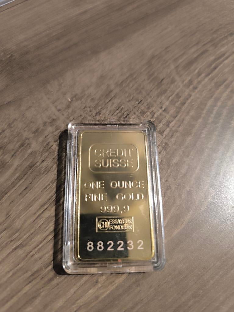 Replica Credit Suisse Goudstaafje - 1 Ounce Fine Gold, Postzegels en Munten, Edelmetalen en Baren, Ophalen of Verzenden