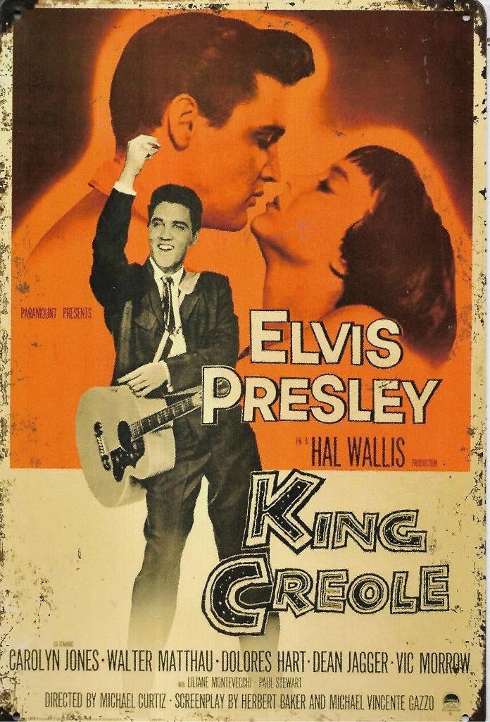 Elvis Presley: King Creole - Blikken reclamebord, Verzamelen, Ophalen of Verzenden, Gebruikt, Poster, Artwork of Schilderij