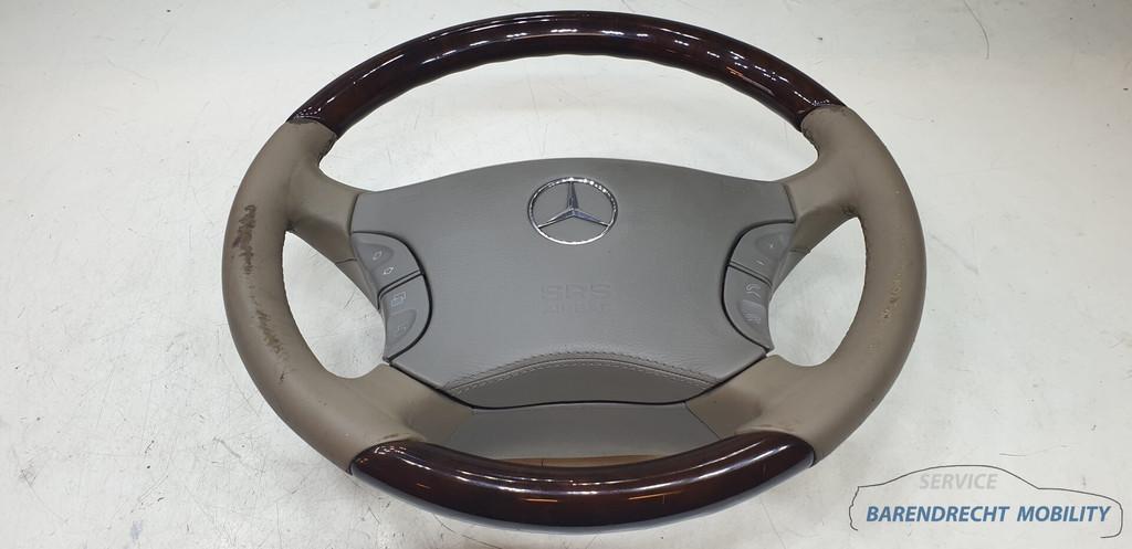Houten stuurwiel W220 S klasse Mercedes CL W215 leer leder b, Gebruikt, Mercedes-Benz AG, Mercedes-Benz, Ophalen of Verzenden
