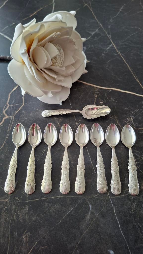 Zilverstad Biedermeier Lepels & Suikerschep - Verzilverd, Antiek en Kunst, Antiek | Bestek, Ophalen of Verzenden