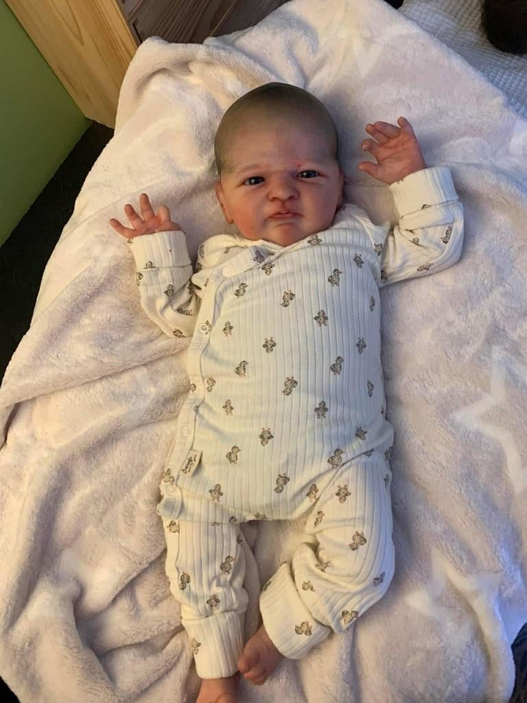 Reborn alfie gemaakt door kelly dudley, Ophalen of Verzenden, Zo goed als nieuw, Pop, Levensecht of Reborn