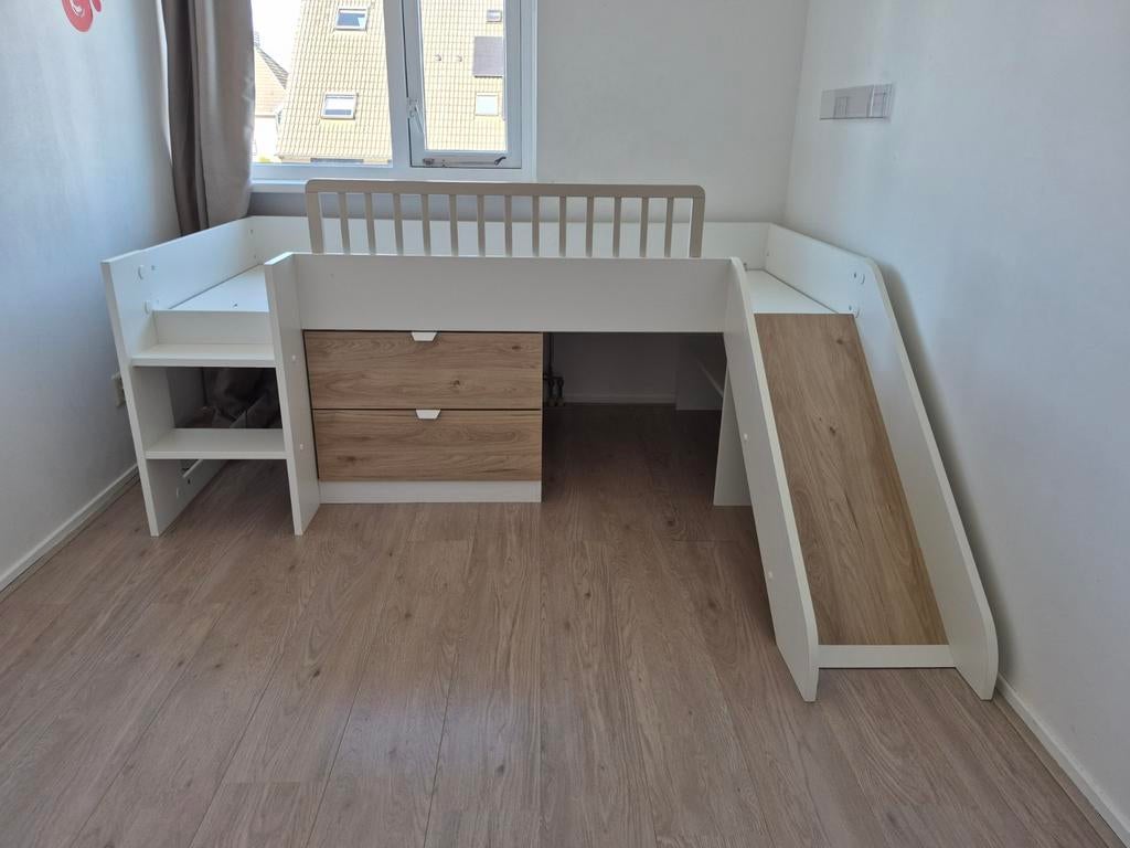 Hoogslaper met glijbaan - 1 jaar oud, Ophalen, Gebruikt, Eenpersoons, 90 cm