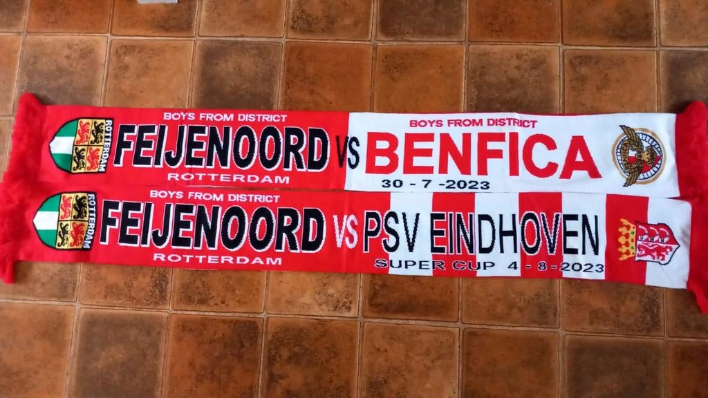 Feyenoord wedstrijdsjaals,
Benfica & PSV 2023, Verzenden, Nieuw, Feyenoord, Vaantje of Sjaal