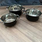 Pannenset,  zwart, nieuw, Huis en Inrichting, Keuken | Potten en Pannen, Ophalen of Verzenden, Nieuw, Rvs, Pannenset
