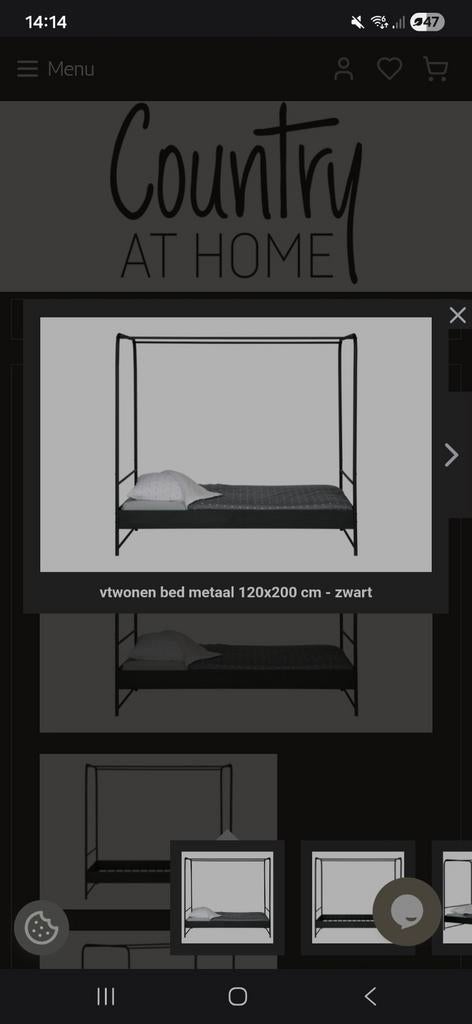 VT Wonen eenpersoons hemelbed metaal zwart, Huis en Inrichting, Slaapkamer | Bedden, Ophalen