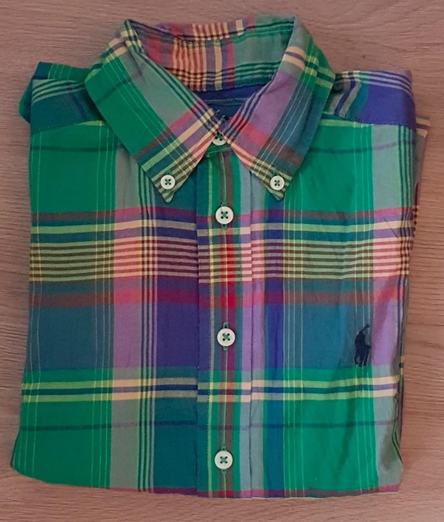 Maat 128/134 Groen geruit Ralph Lauren overhemd s/s NIEUW a, Overhemd of Blouse, Nieuw, Ophalen of Verzenden, Jongen