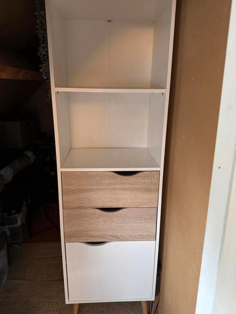 Witte boekenkast met lades, Huis en Inrichting, Kasten | Boekenkasten, Ophalen, Gebruikt, 50 tot 100 cm, Met lade(s)