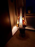 Staande schemerlamp,  wagenas met leren kap., Antiek en Kunst, Antiek | Lampen, Ophalen