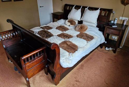 Gelmatras,coloniaal ledikant,bed,Nachtkast,bedbank,Commode, Huis en Inrichting, Slaapkamer | Bedden, Gebruikt, Tweepersoons, 180 cm