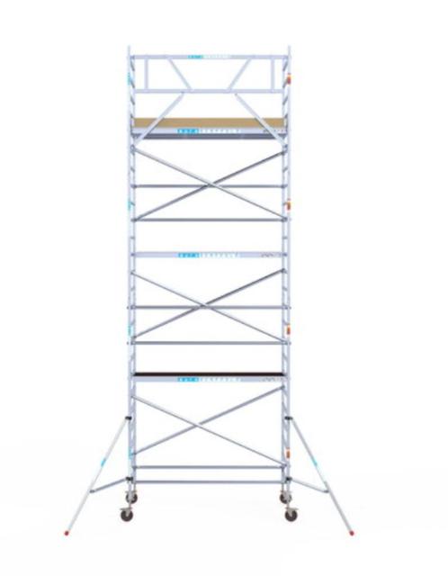 TE HUUR: Rolsteiger / gevelsteiger werkhoogte 8.2m, Doe-het-zelf en Verbouw, Steigers, Zo goed als nieuw, Gevelsteiger, 5 meter of hoger