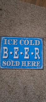 Metalen plaat wel papier erop ICE COLD BEER SOLD HERE, Ophalen of Verzenden, Gebruikt