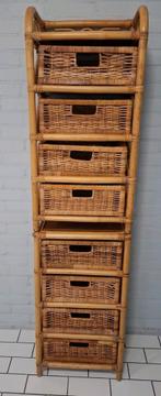 Twee rotan lade kastjes, op elkaar te zetten, Ophalen, Overige materialen, Minder dan 50 cm, Gebruikt