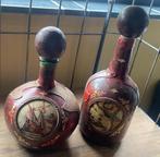 Vintage leren karaf handgemaakt vloot schepen boten motief, Antiek en Kunst, Antiek | Glas en Kristal, Verzenden