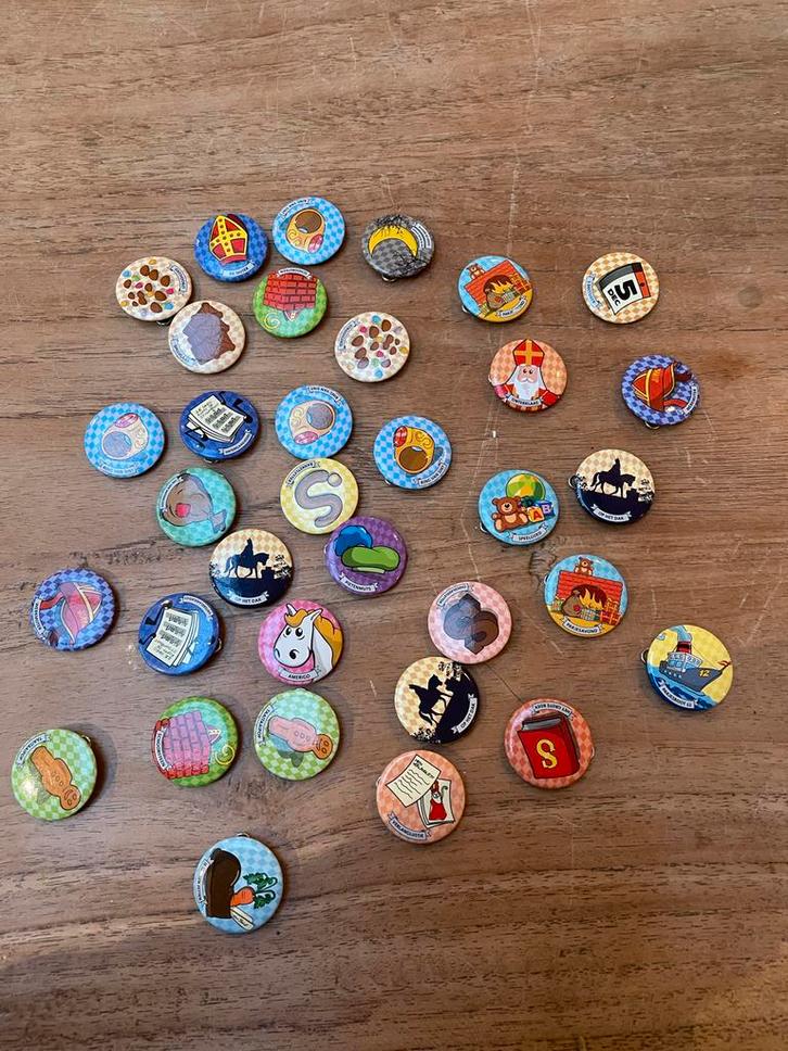 Sint & Piet Schuifspeldjes - Thema Collectie, Verzamelen, Speldjes, Pins en Buttons, Zo goed als nieuw, Speldje of Pin, Figuurtje