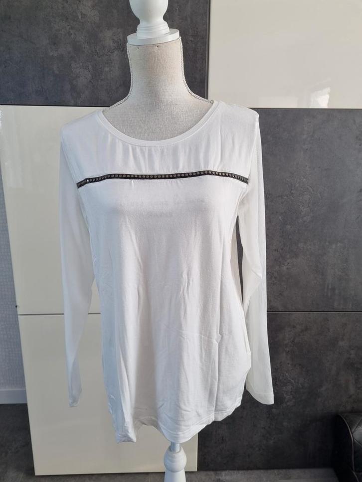 Maicazz Wit Shirt XL Lange Mouw Mesh Detail, Kleding | Dames, T-shirts, Zo goed als nieuw, Maat 46/48 (XL) of groter, Wit, Lange mouw