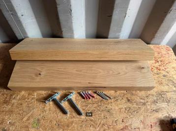 Set 2 x 70 x 20 x 5 cm Zwevende massief eiken wandplanken beschikbaar voor biedingen