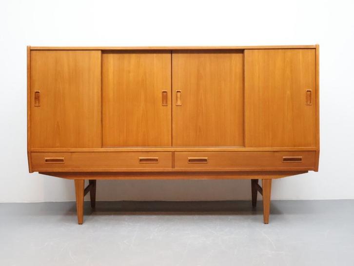 Deens vintage wandmeubel teak Westergaard møbelfabrik, Huis en Inrichting, Kasten | Wandmeubels, Zo goed als nieuw, 200 cm of meer