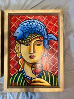 3 orginele werken Jacques Tange - acryl op board, Antiek en Kunst, Ophalen