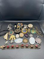 Vintage Sieraden Collectie, Sieraden, Tassen en Uiterlijk, Antieke sieraden, Ophalen of Verzenden, Zilver, Ketting, Met edelsteen