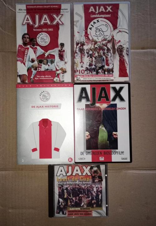 Ajax - 4 dvd's en 1 cd, Verzamelen, Sportartikelen en Voetbal, Gebruikt, Overige typen, Ajax, Verzenden