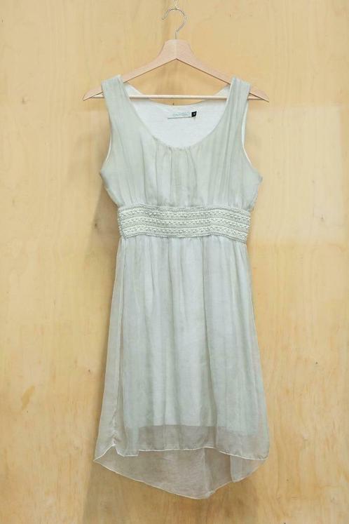 Perla Nera mooie tuniek met zijde grijs hippie ibiza M 38, Kleding | Dames, Blouses en Tunieken, Gedragen, Maat 38/40 (M), Grijs