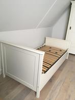 Stevig, massief grenen 1-pers. bed, 100 cm, Eenpersoons, 220 cm, Wit