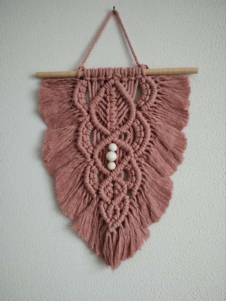 Macramé veer in oud-rose. Sisters Forever., Huis en Inrichting, Woonaccessoires | Wanddecoraties, Nieuw, Ophalen of Verzenden